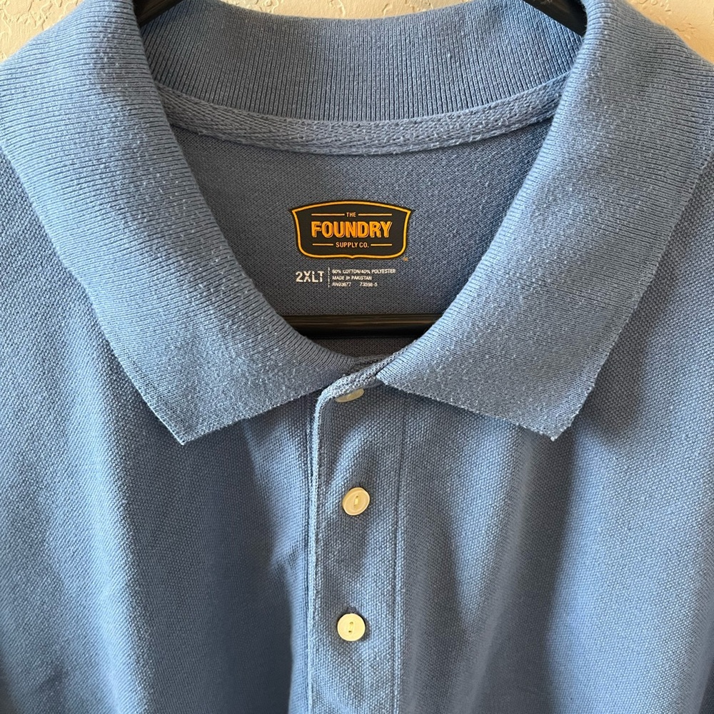 The Foundry Supply Co. Men’s Polo | 2XLT | Sky Blue | Short Sleeve | Big & Tall - Picture 2 of 3